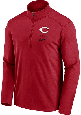 Nike Cincinnati Reds Mens Red Franchise Logo Pacer Long Sleeve Qtr Zip Pullover