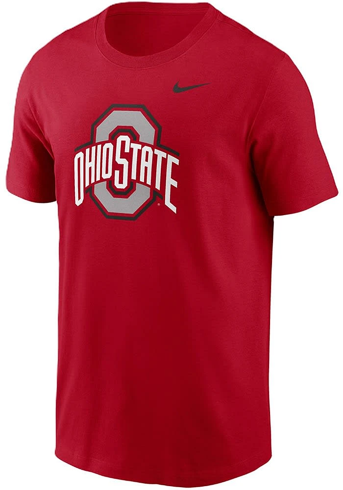 Nike Ohio State Buckeyes Red Primary Logo Design Short Sleeve T Shirt