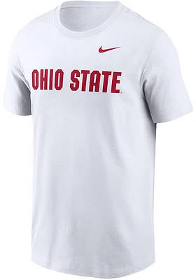 Nike Ohio State Buckeyes White Wordmark Design Short Sleeve T Shirt