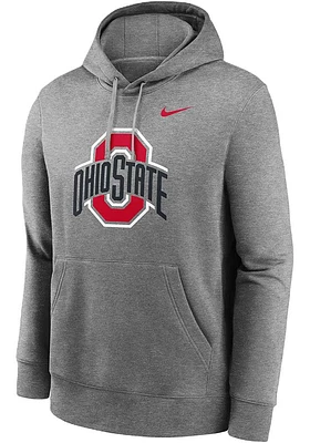 Nike Ohio State Buckeyes Mens Grey Club Fleece Long Sleeve Hoodie