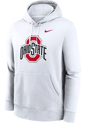 Nike Ohio State Buckeyes Mens White Club Fleece Signature Long Sleeve Hoodie