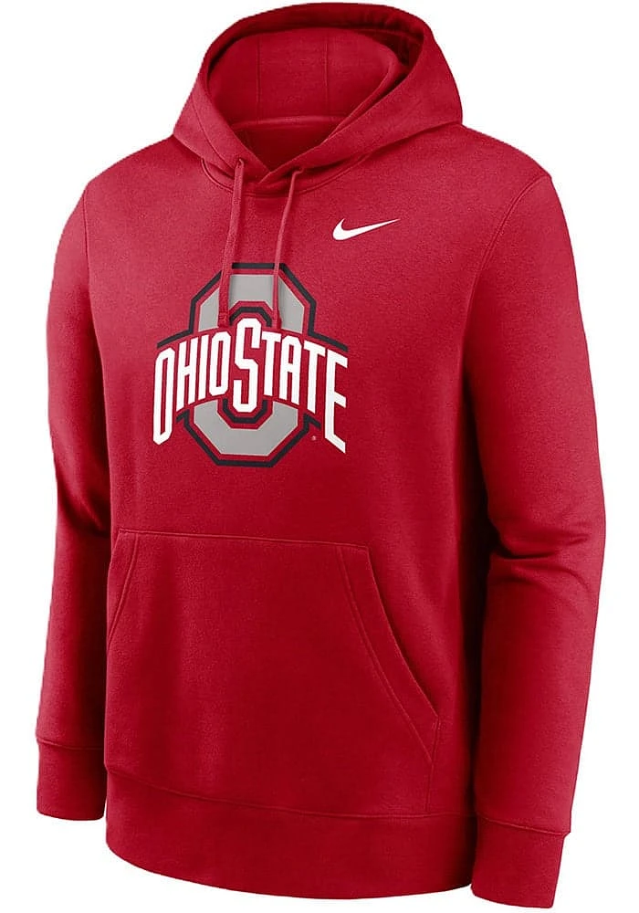 Nike Ohio State Buckeyes Mens Red Club Fleece Essential Long Sleeve Hoodie