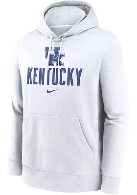 Nike Kentucky Wildcats Mens White Club Fleece Graphic Long Sleeve Hoodie