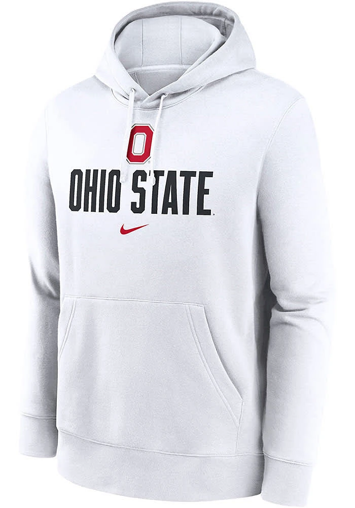 Nike Ohio State Buckeyes Mens White Club Fleece Premium Long Sleeve Hoodie