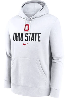 Nike Ohio State Buckeyes Mens White Club Fleece Premium Long Sleeve Hoodie