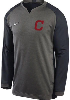 Nike Cleveland Guardians Mens Grey Authentic Thermal Long Sleeve Sweatshirt