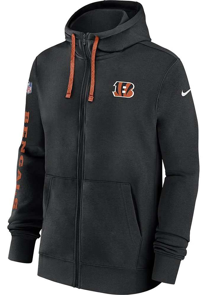 Nike Cincinnati Bengals Mens Black Sideline Club Long Sleeve Full Zip Jacket