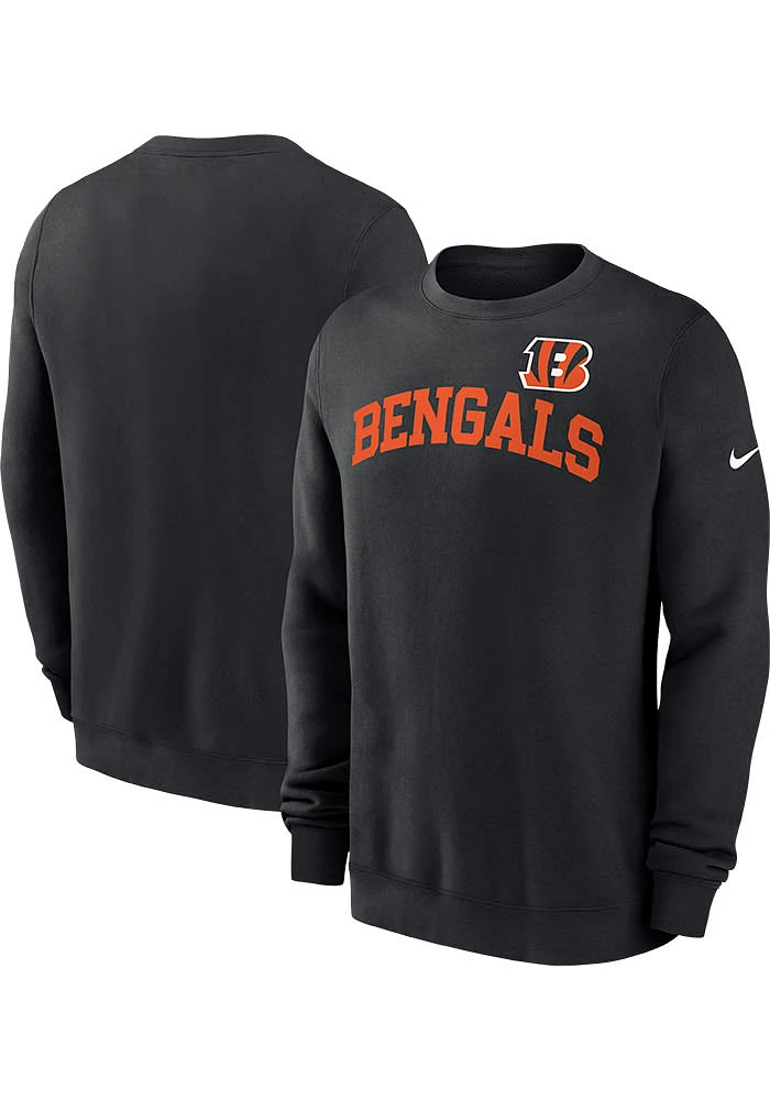 Nike Cincinnati Bengals Mens Black Club Long Sleeve Crew Sweatshirt