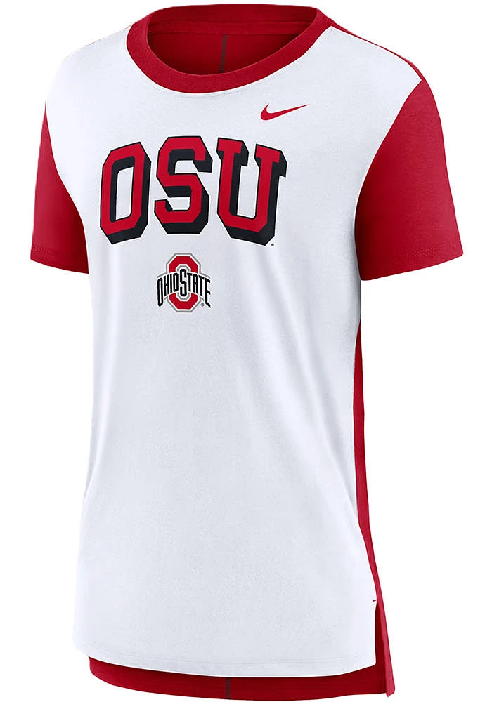 Nike Ohio State Buckeyes Womens White Two Tone Short Sleeve T-Shirt