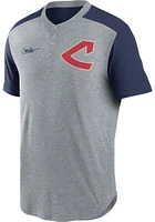 Nike Cleveland Guardians Grey Coop Henley Short Sleeve Fashion T Shirt