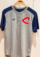 Nike Cleveland Guardians Grey Coop Henley Short Sleeve Fashion T Shirt
