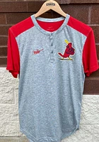 Nike St Louis Cardinals Grey Coop Henley Short Sleeve Fashion T Shirt