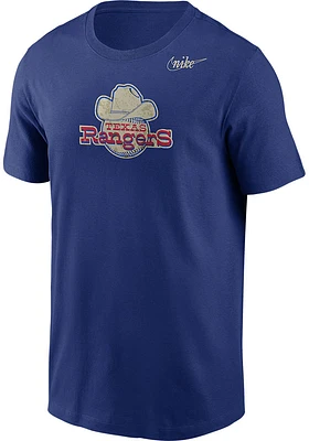 Nike Texas Rangers Blue Cooperstown Graphic Short Sleeve Fashion T Shirt