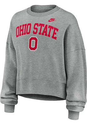 Nike Ohio State Buckeyes Womens Grey Essential Crew Sweatshirt