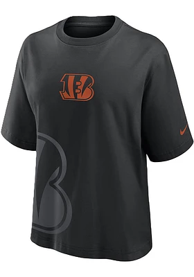 Nike Cincinnati Bengals Womens Black Essential Boxy Short Sleeve T-Shirt