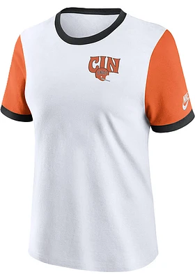 Nike Cincinnati Bengals Womens White Rewind Ringer Short Sleeve T-Shirt