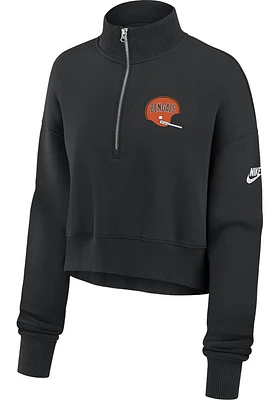 Nike Cincinnati Bengals Womens Black Rewind Pheonix 1/4 Zip Pullover