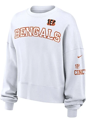 Nike Cincinnati Bengals Womens White Oversized Primetime Crew Sweatshirt