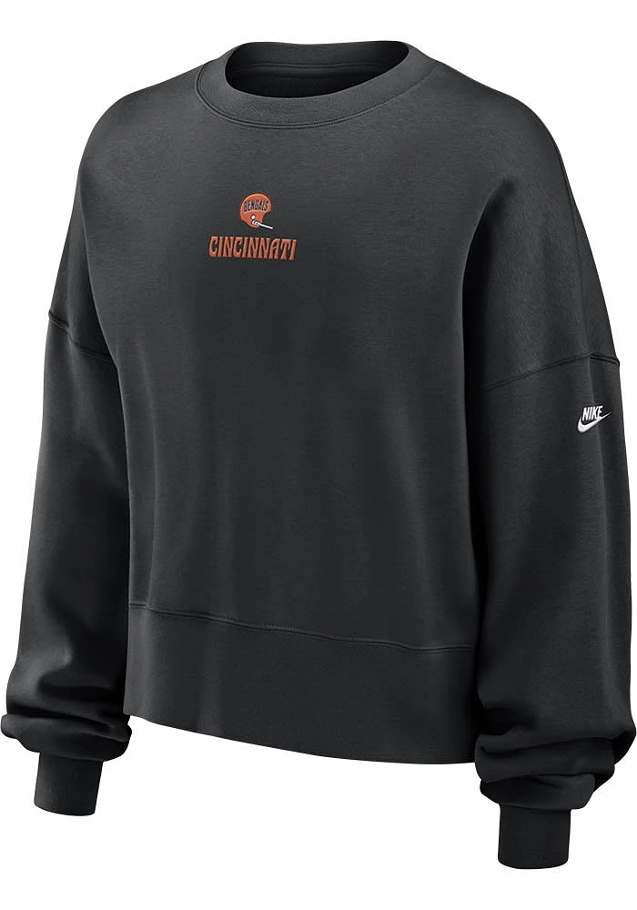 Nike Cincinnati Bengals Womens Black Rewind Oversized Crew Sweatshirt