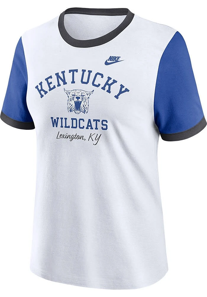 Nike Kentucky Wildcats Womens White Ringer Short Sleeve T-Shirt