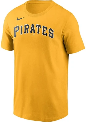 Nike Pittsburgh Pirates Gold Wordmark Graphic Short Sleeve T Shirt