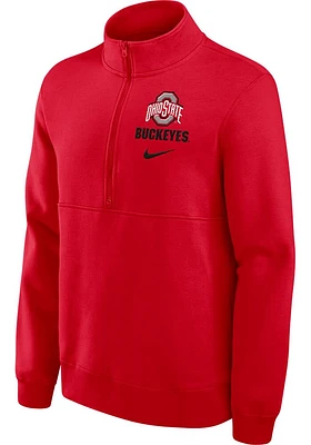 Nike Ohio State Buckeyes Mens Club Fleece Long Sleeve 1/4 Zip Pullover