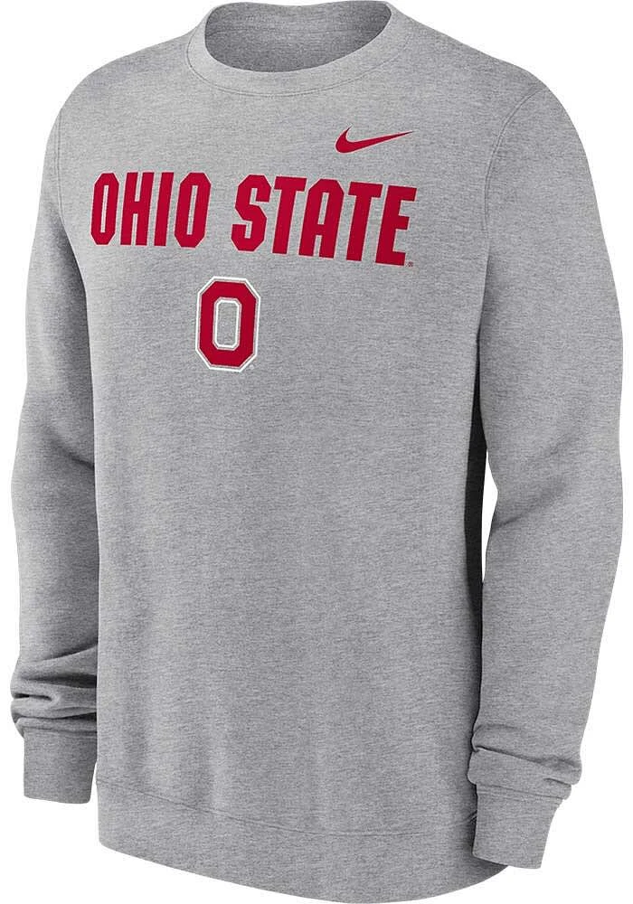 Nike Ohio State Buckeyes Mens Primary Stack Long Sleeve Crew Sweatshirt