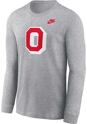 Nike Ohio State Buckeyes Grey Legacy Logo Long Sleeve T Shirt