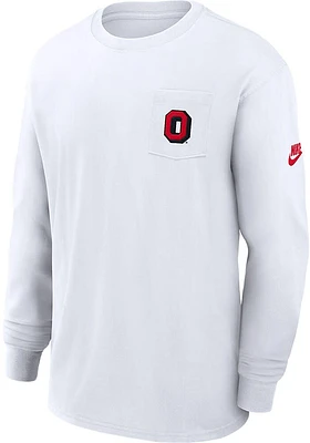 Nike Ohio State Buckeyes White Max90 Pocket Long Sleeve T Shirt