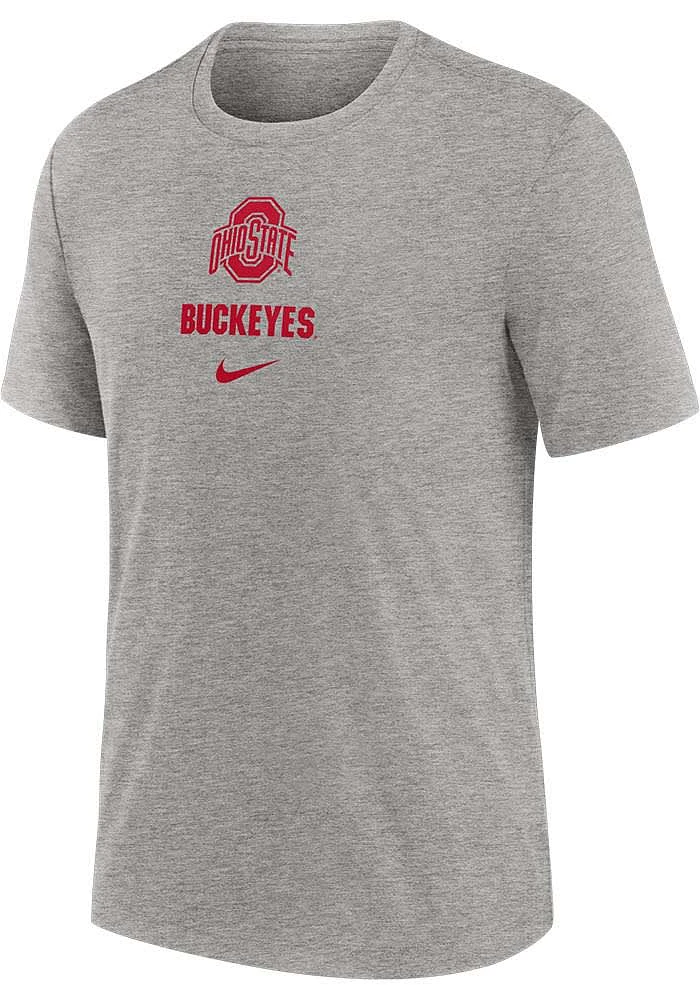 Nike Ohio State Buckeyes Grey Condensed Stack Short Sleeve Fashion T Shirt