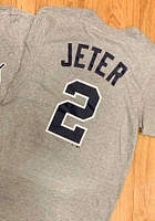 Derek Jeter New York Yankees Grey Name Number Short Sleeve Player T Shirt