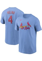 Yadier Molina St Louis Cardinals Light Blue Name And Number Short Sleeve Player T Shirt