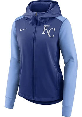 Nike Kansas City Royals Womens Blue Raglan Long Sleeve Full Zip Jacket