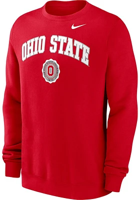 Nike Ohio State Buckeyes Mens Red Modern Tradition Long Sleeve Crew Sweatshirt