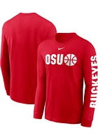 Nike Ohio State Buckeyes Red Basketball Icon Sleeve Hit Long T Shirt