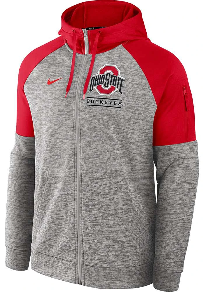 Nike Ohio State Buckeyes Mens Grey Modern Tradition Fitness Long Sleeve Zip