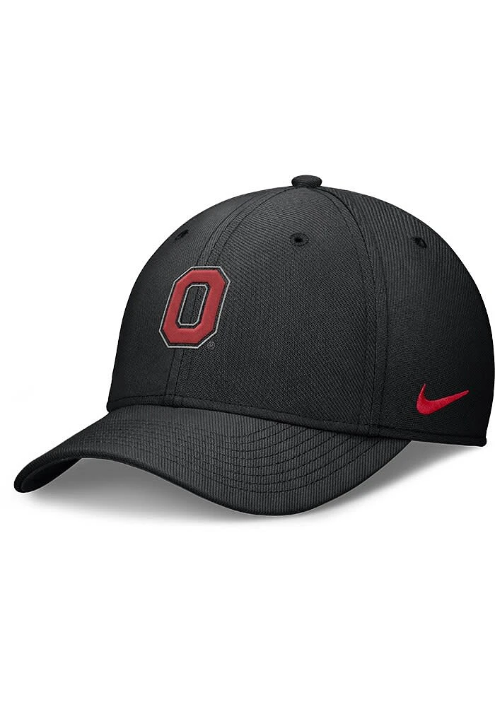 Nike Ohio State Buckeyes Mens Black Rise Structured Swooshflex Cap Flex Hat