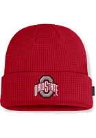 Nike Ohio State Buckeyes Red Terra Standard Cuff Pom Waffle Beanie Mens Knit Hat