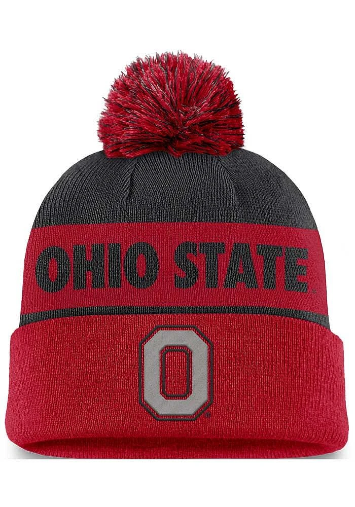 Nike Ohio State Buckeyes Red Nike Peak Pom Beanie Mens Knit Hat