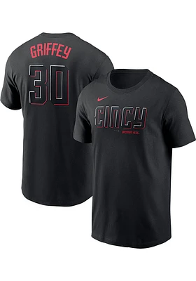 Ken Griffey Cincinnati Reds Black City Con Short Sleeve Player T Shirt