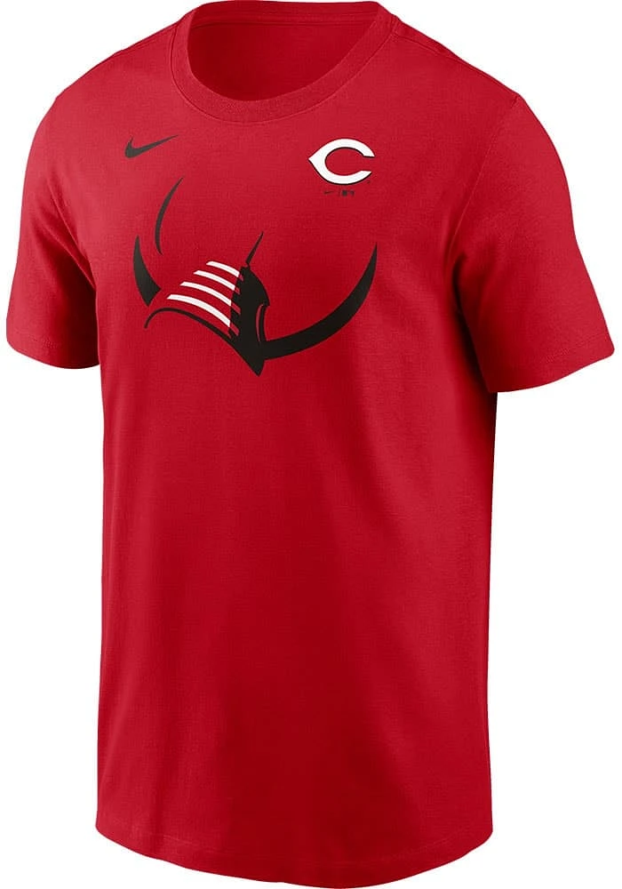 Nike Cincinnati Reds Red Viking Hat Short Sleeve T Shirt