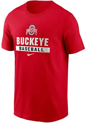 Nike Ohio State Buckeyes Red Stacked Baseball Short Sleeve T Shirt