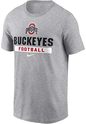 Nike Ohio State Buckeyes Grey Stacked Football Short Sleeve T Shirt