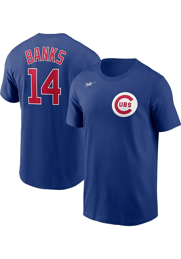 Ernie Banks Chicago Cubs Blue Name And Number Short Sleeve Player T Shirt
