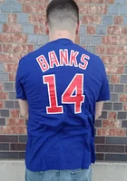 Ernie Banks Chicago Cubs Blue Name And Number Short Sleeve Player T Shirt