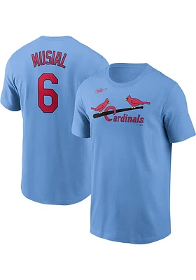 Stan Musial St Louis Cardinals Light Blue Name And Number Short Sleeve Player T Shirt