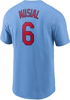 Stan Musial St Louis Cardinals Light Blue Name And Number Short Sleeve Player T Shirt