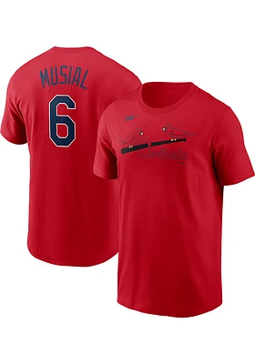 Stan Musial St Louis Cardinals Red Name And Number Short Sleeve Player T Shirt