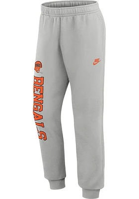 Nike Cincinnati Bengals Mens Grey Rewind Club Fleece Sweatpants