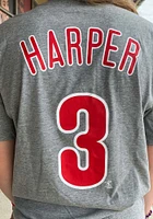 Bryce Harper Philadelphia Phillies Grey Name And Number Short Sleeve Player T Shirt